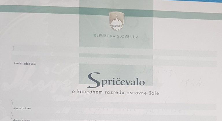 Spričevalo obrazec