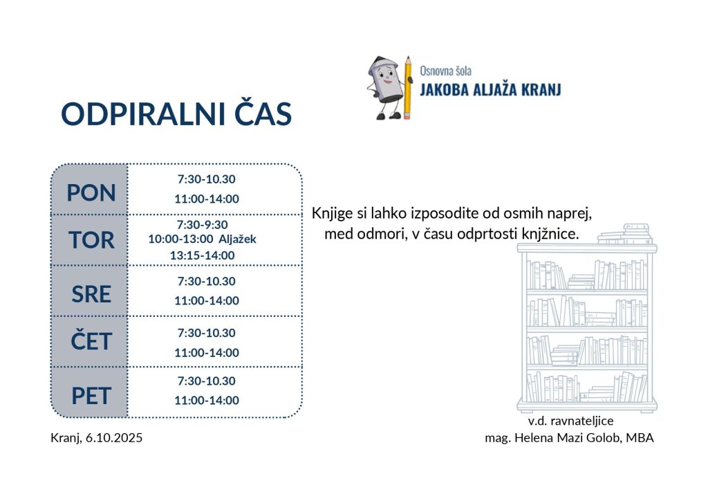 Odpiralni čas knjižnice
